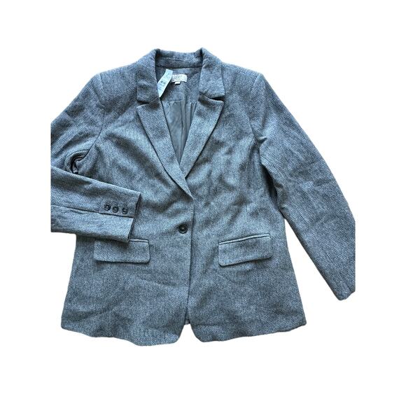 New! LOFT PLUS 16 Blazer suit top Jacket Women Textured Gray - Picture 1 of 7